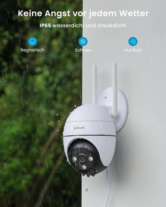 ZS-GQ2 Beveiligingscamera Buiten - 2K HD 3MP - Camerabewaking Met Nachtzicht - Bewakingscamera voor Buiten- Met WiFi en APP - Beveiligingscamerabuiten - 4x Digitale Zoom - Wit - 3 Stuks van Merkloos — afbeelding 3