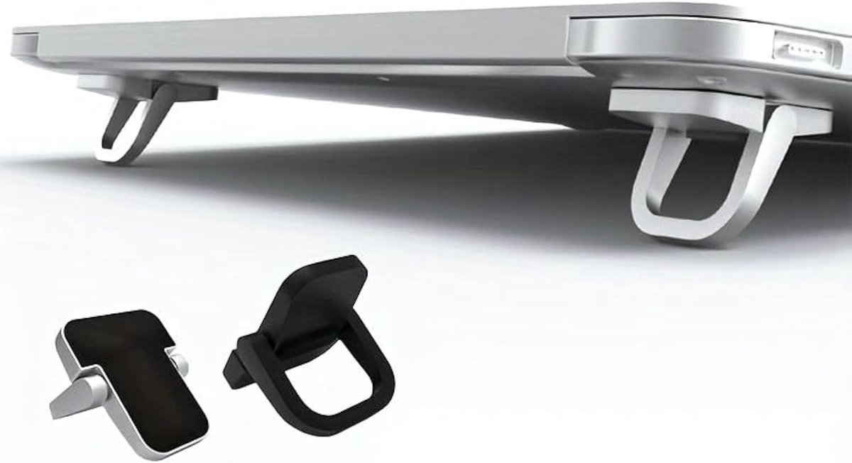 Image of 1 paar - Laptopstandaard - Onzichtbare kleefstandaard - Opvouwbare, draagbare standaard - Toetsenbordbasis - Standaard - Zwart