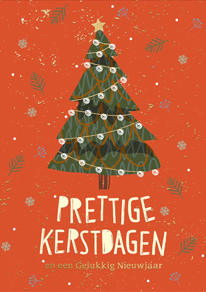 Kaarten - Kerst - Hangpak - Kerstboom op rode achterkant - 10st. - HPK.1031
