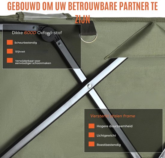 VIN® Strandkar - Bolderkar Opvouwbaar - Bolderwagen Voor Alle Terreinen - Boodschappenwagen Met Brede Banden En Handige Opbergruimtes - Tuinkar Met Verstelbare Handgreep - Winkeltrolley 150 kg Opbergruimte - Groen van Merkloos — afbeelding 2