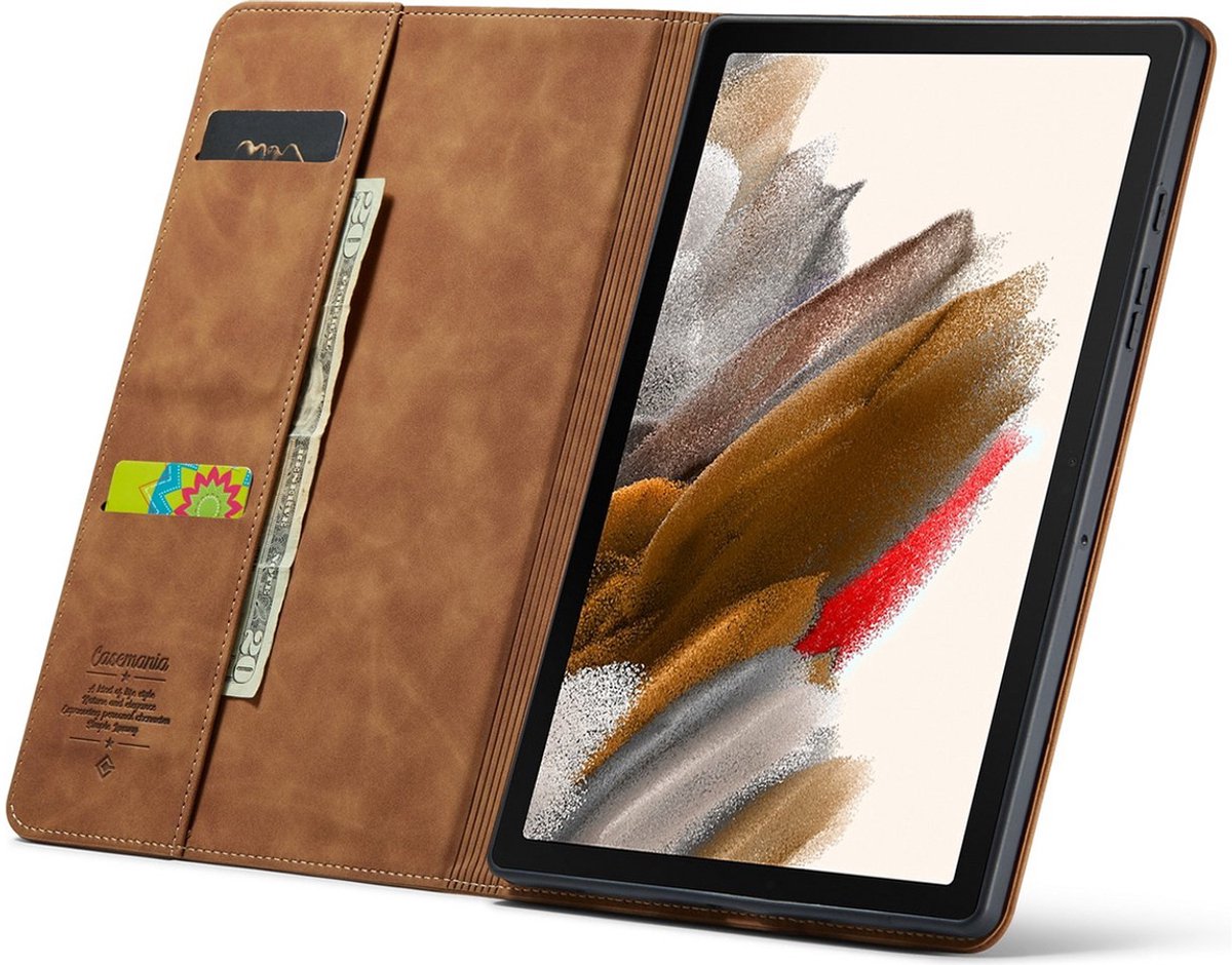 CaseMania Bookcase hoesje geschikt voor Samsung Galaxy Tab S10 Lite - Effen Cognac - Kunstleer