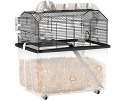 PawHut-Hamsterkooi-Staal-58x43x57cm-Zwart