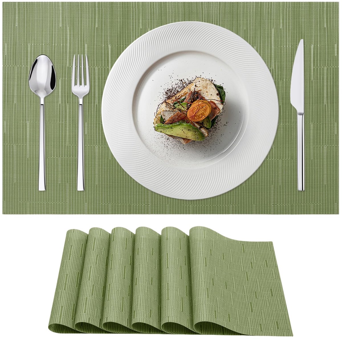 Unyqoos® Set van 6 waterafstotende geweven placemats voor thuis en horeca
