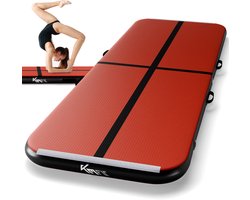 KM-Fit Airtrack - Turnmat - 4 m - Gymnastiekmat Opvouwbaar - Incl. elektrische pomp & patch kit - Rood