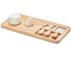 Bamboe kaasset met serveerplank - Kaasmes set - Luxe houten kaasplank - Serveerplank - Bamboe - 4-delig