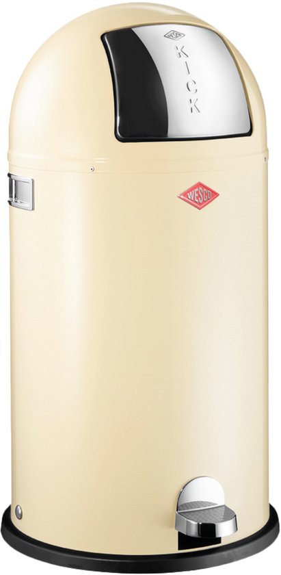 WESCO Kickboy Prullenbak | Pedaalemmer | 40 Liter | Metaal - Amandel | Afvalbak - Made in Germany