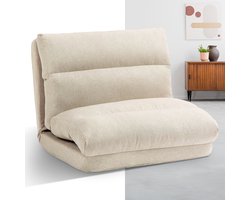 Slaapstoel - Uitklapbaar - Slaapbank - Logeerbed - Zetelbed - Slaapfauteuil - Vouwbed - 1 persoons - Zeer comfortabel - Beige