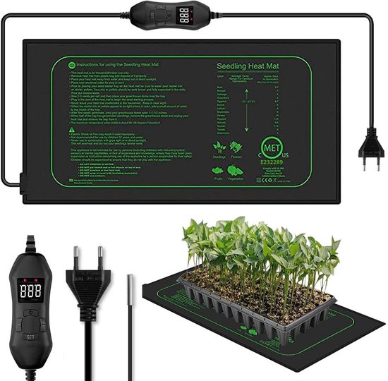Namajunas - Warmtemat planten - Kweekmat - 50W warmte mat met thermostaat - 25 x 52 cm kweekkas warmtemat - Kweekmat voor zaailingen, huisdieren en reptielen - Waterdicht - Snelle opwarming, voor kweekkas of kweekkast