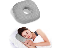 Piercing Kussen - Oorpiercing Kussen - Oorpiercingkussen voor zijslapers met oorgat - O-vormig zijslaapkussen - Ringkussen - Oorpijn Verlichten - Voor Iedere Slaaphouding - Donut Kussen Piercing - Grijs