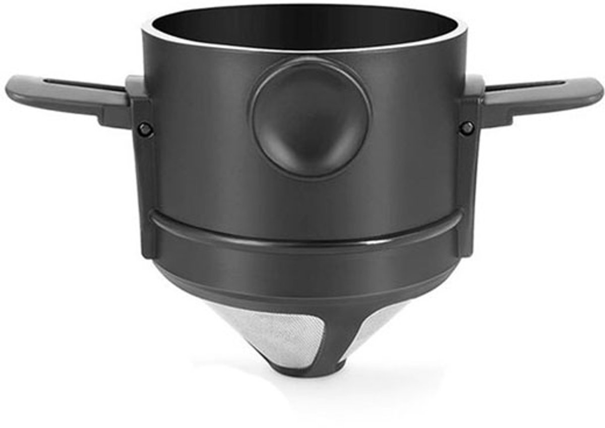 Koffiefilter - Koffiefilterhouder - Rvs Koffiefilter - Koffie Dripper - Papierloos Giet Over Koffiedruppelaar - Herbruikbaar - Geschikt Voor Handmatige Bereiding Van Permanente Koffie - Geschikt Voor Thuiskantoor, Reizen, Kamperen - Zwart - 1 Stuk