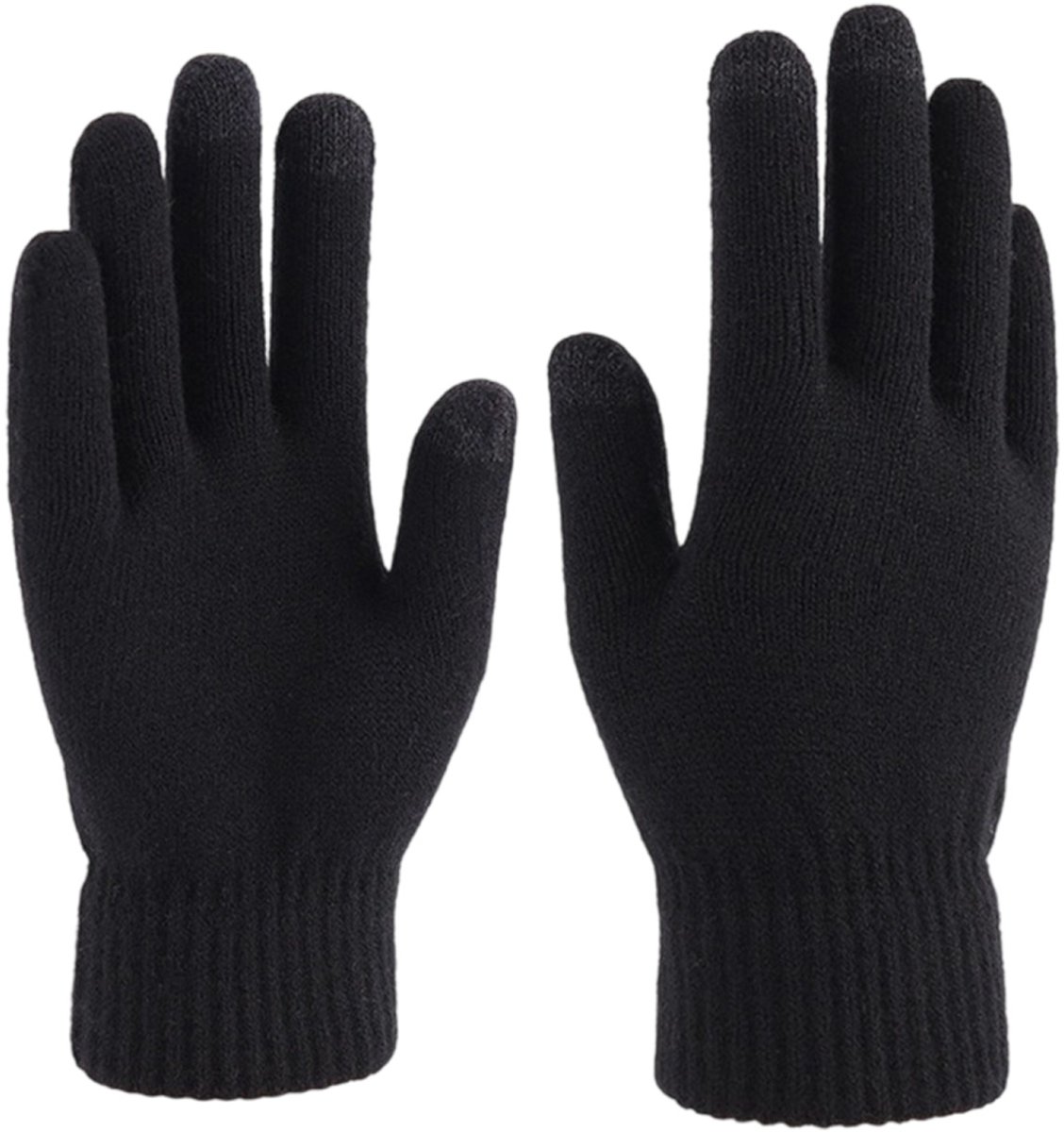 Thermisch gebreide handschoenen - Vrije maat - Warme winter Buitensporten Fijn gebreide handschoenen - Zwart - Unisex Dames Heren