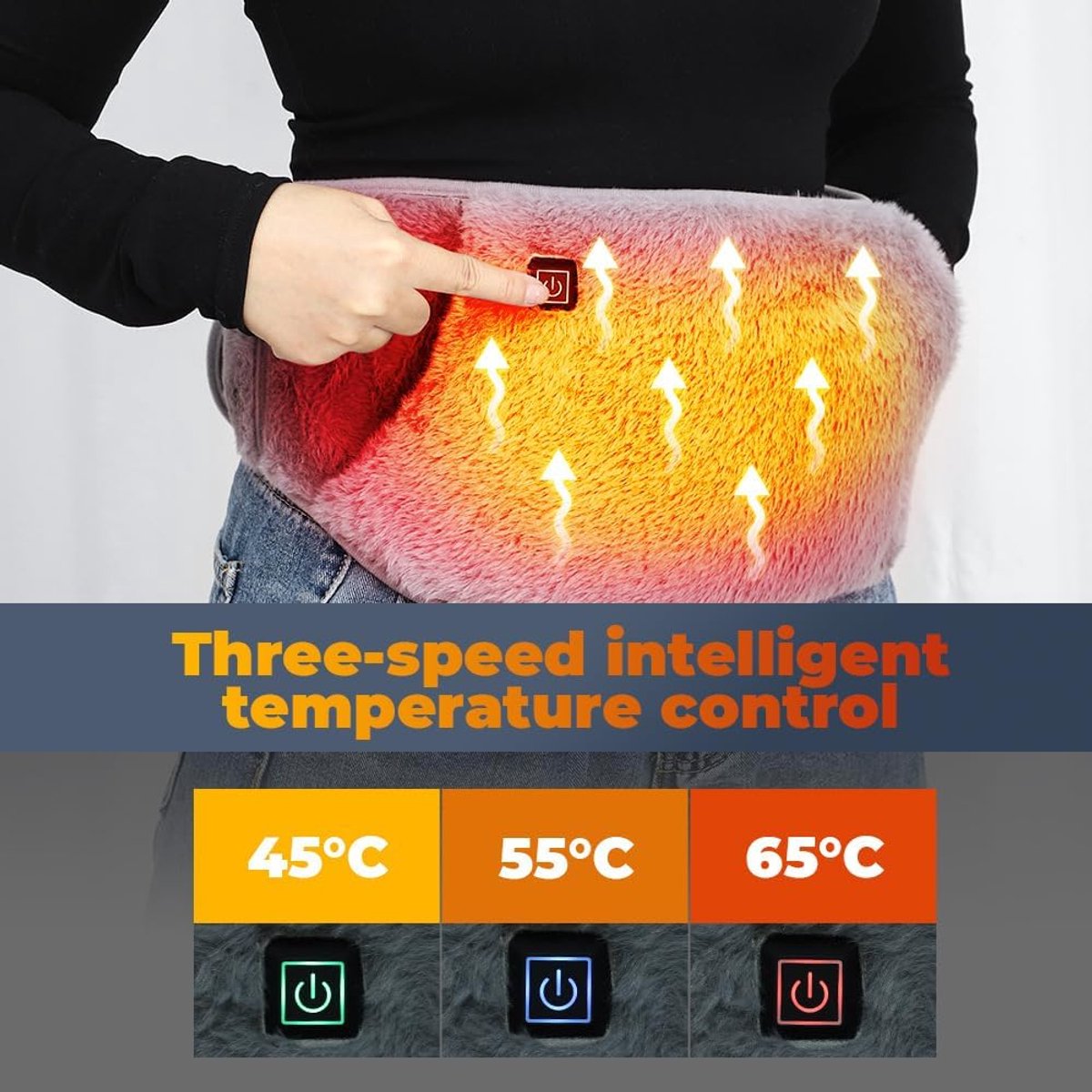 Elektrische onderdeken - Elektrische Buikverwarmers - Koude Dagen - Elektrische onderdeken 1 persoons - 3 Temperatuurinstellingen - Draagbaar voor Rug & Buik - 105 x 20 cm - Grijs - USB — cadeau in Cadeau-ideeën - foto 6