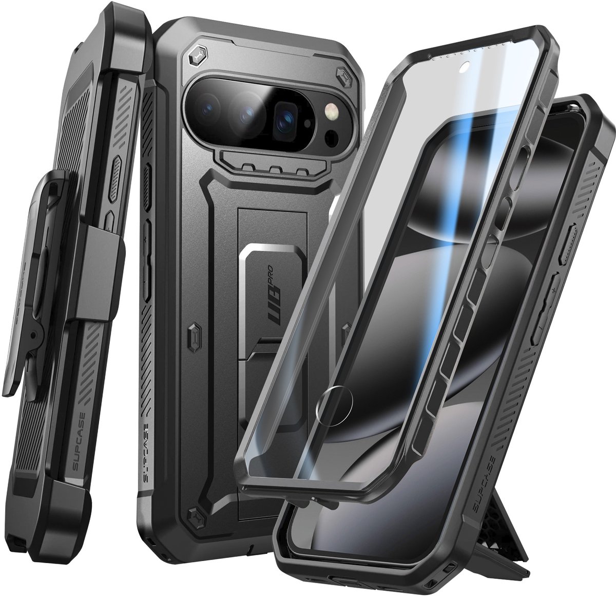 Supcase, Volledig hoesje voor Pixel 10 Pro Supcase Unicorn Beetle Pro Serie met Standaard, Zwart