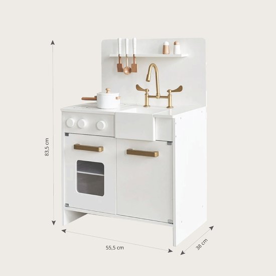 Petite Amélie Speelkeuken Wit - Kinderkeuken incl. 7 Keukenaccessoires - H 83,5 cm