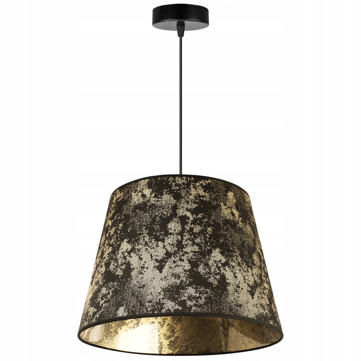 Light Home WERONA - Hanglamp 1-Lichts - Stoffen Kap Ø35 cm Zwart/Goud - E27