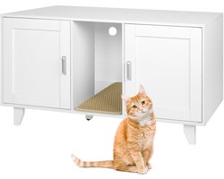 Kattenkast voor kattenbak - 65x120x52 cm - met mat - wit