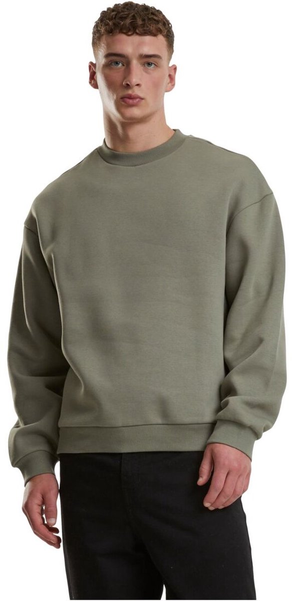 Urban Classics Fluffy Crewneck sweater/trui 4XL Olijfgroen
