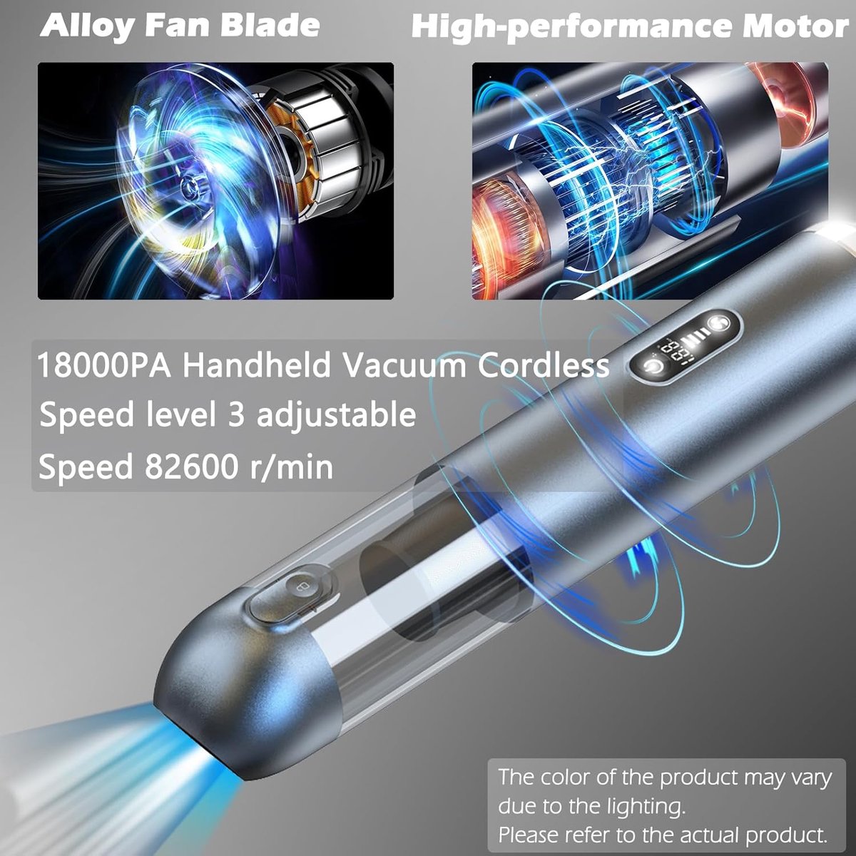 Draadloze Draagbare Stofzuiger 18000Pa met HEPA Filter - afbeelding 2