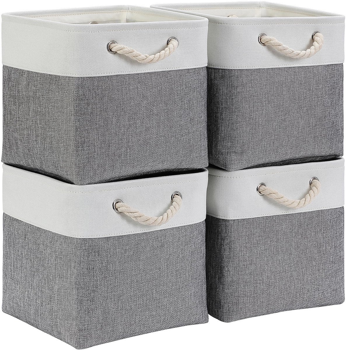 Stunq® Praktische Opbergdozen Set van 4 voor Kast en Plank, Grijs-Wit Design