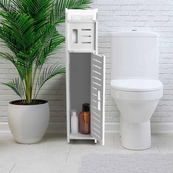 Stunq® Toiletrolhouder, Chromen toiletrolhouder achter toiletkastje met opbergruimte voor toiletrollen en toiletrolhouder met toiletrolhouderinzetstuk, toiletpapieropslag voor kleine ruimtes.