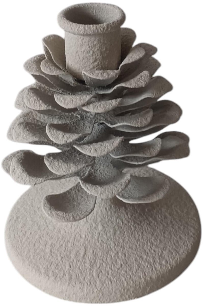 Kandelaar Pinecone wit 9,5x9,5x11,5cm