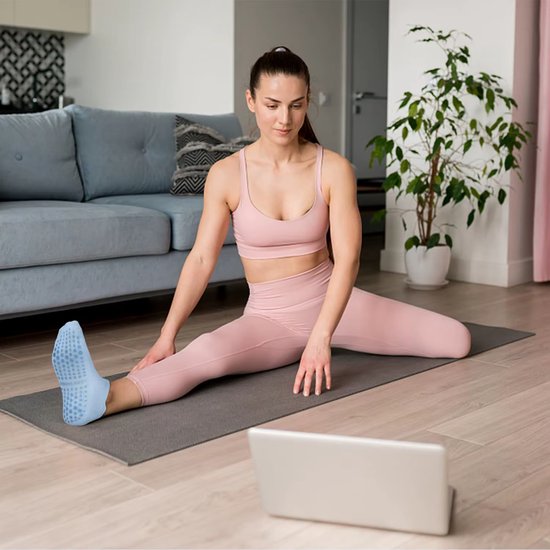 Pilates Sokken Antislip Dames - Yoga Sokken - Gripsokken voor Yoga / Pilates / Ballet - One Size - Set van 4 - Zwart, Grijs, Roze, Wit van Merkloos — afbeelding 2
