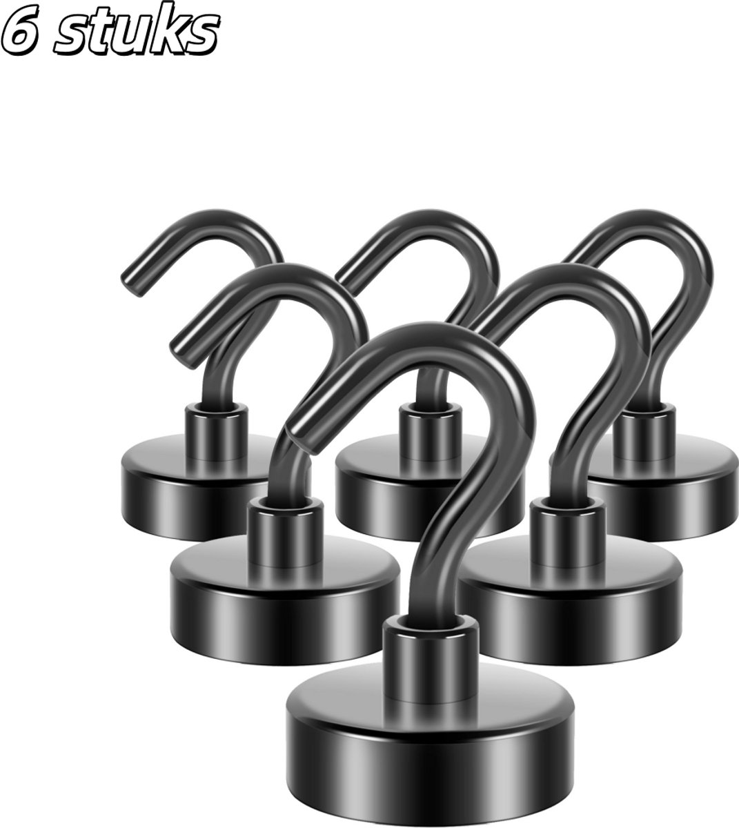 6 stuks - Haken - Magnetische haken - Beschadigen de muren niet - Geschikt voor badkamers,