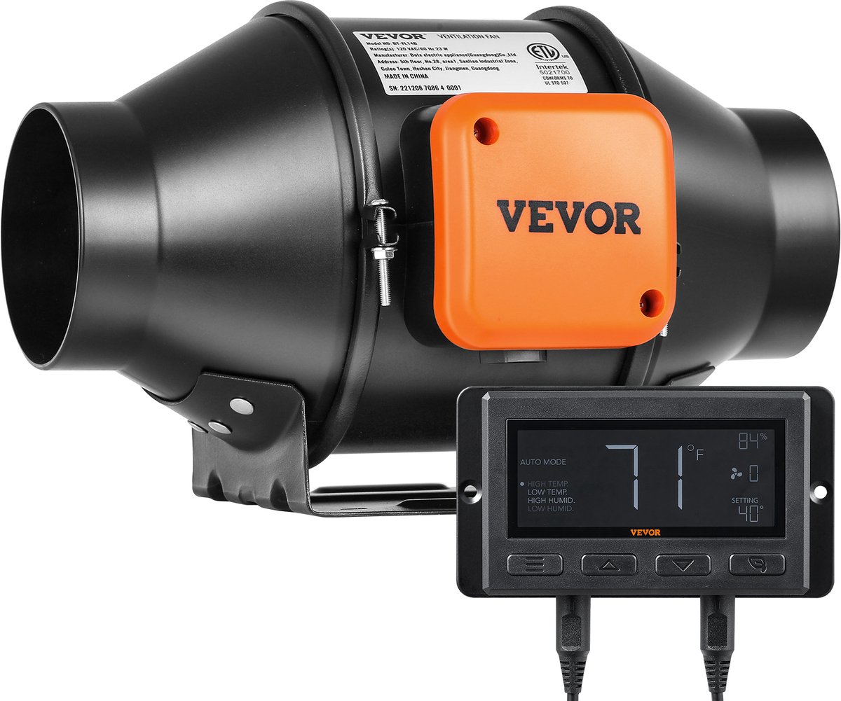 VEVOR 21W Rookafzuiging Kanaalventilator Afzuigventilator Inline Kanaalventilator