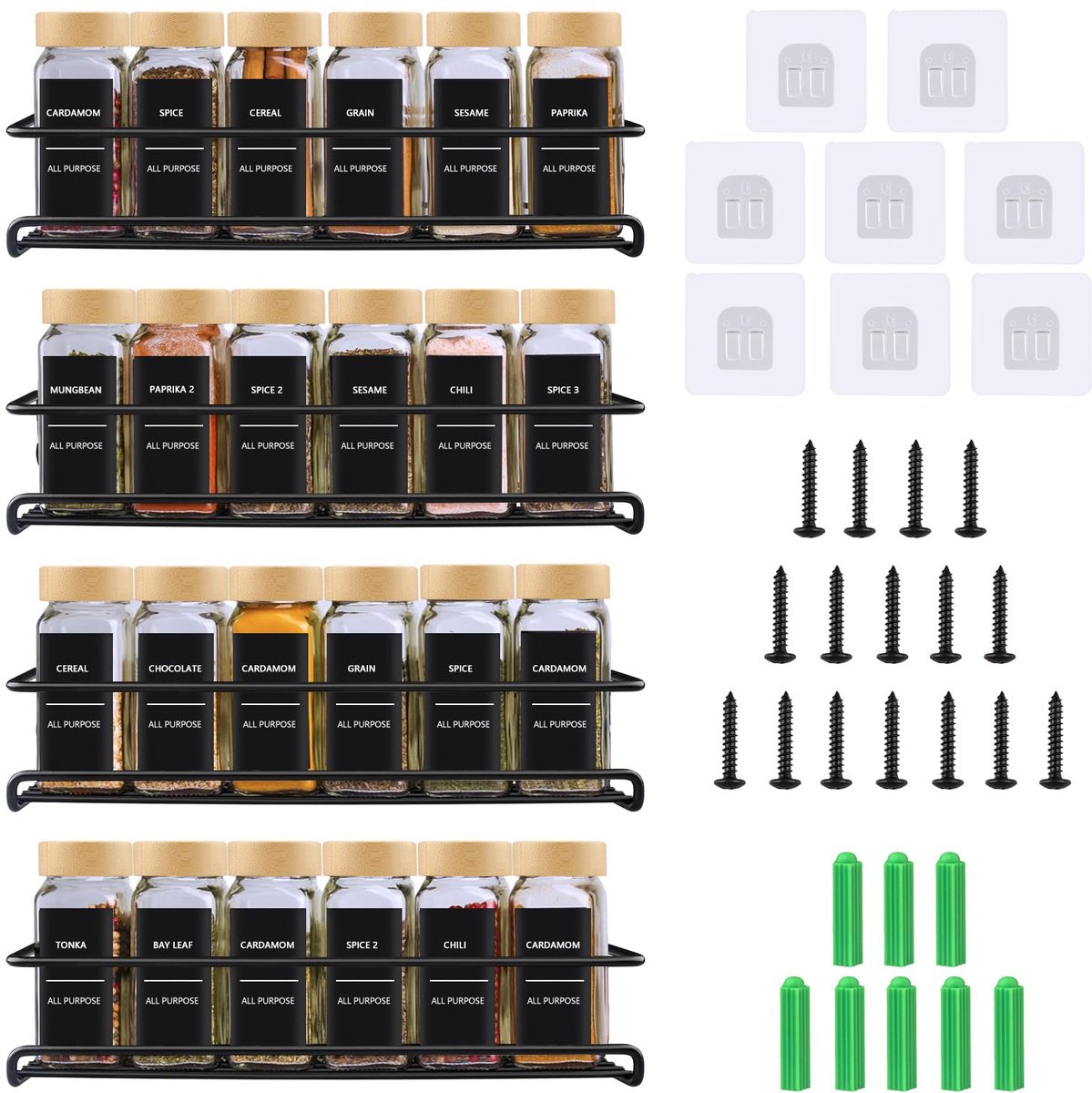 Unyqoos® Ruimtebesparende kruidenorganizer met vier niveaus voor keuken en kantoor