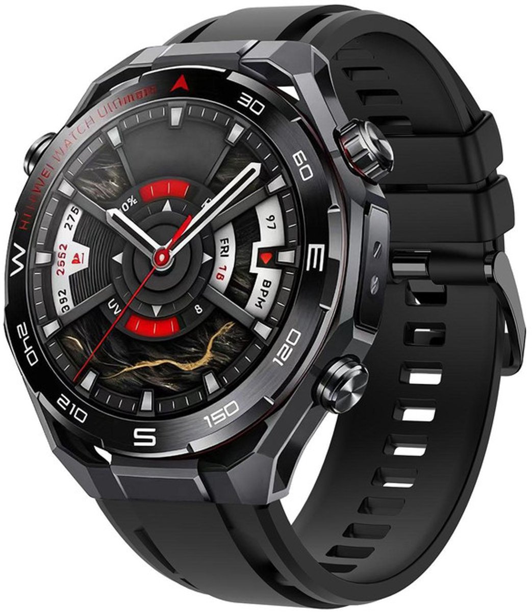 Siliconen bandje - geschikt voor Huawei Watch Ultimate 2 / Watch GT 5 (Pro) 46 mm / GT 6 (PRO) 46mm - zwart