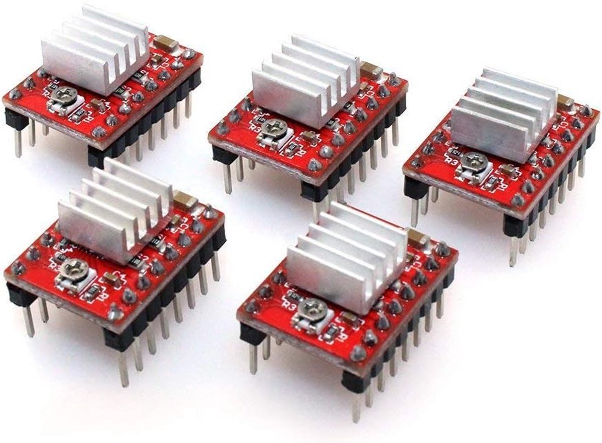 Compatibele Stepper Motor Driver Module met Heatsink voor 3D Printer - 5 Stuks Rood