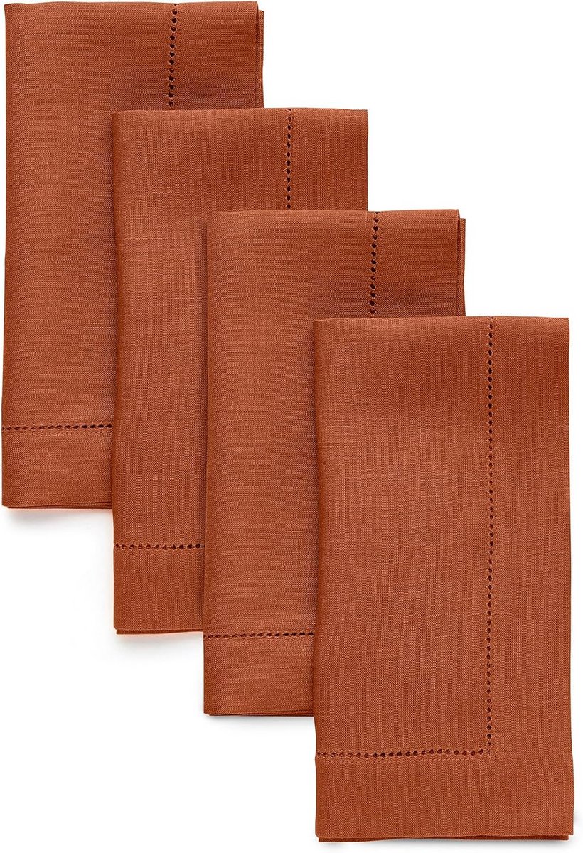 Linnen Servetten 50x50 cm Set van 4 - 100% Puur Linnen - Klassiek Genaaid - Machinewasbaar