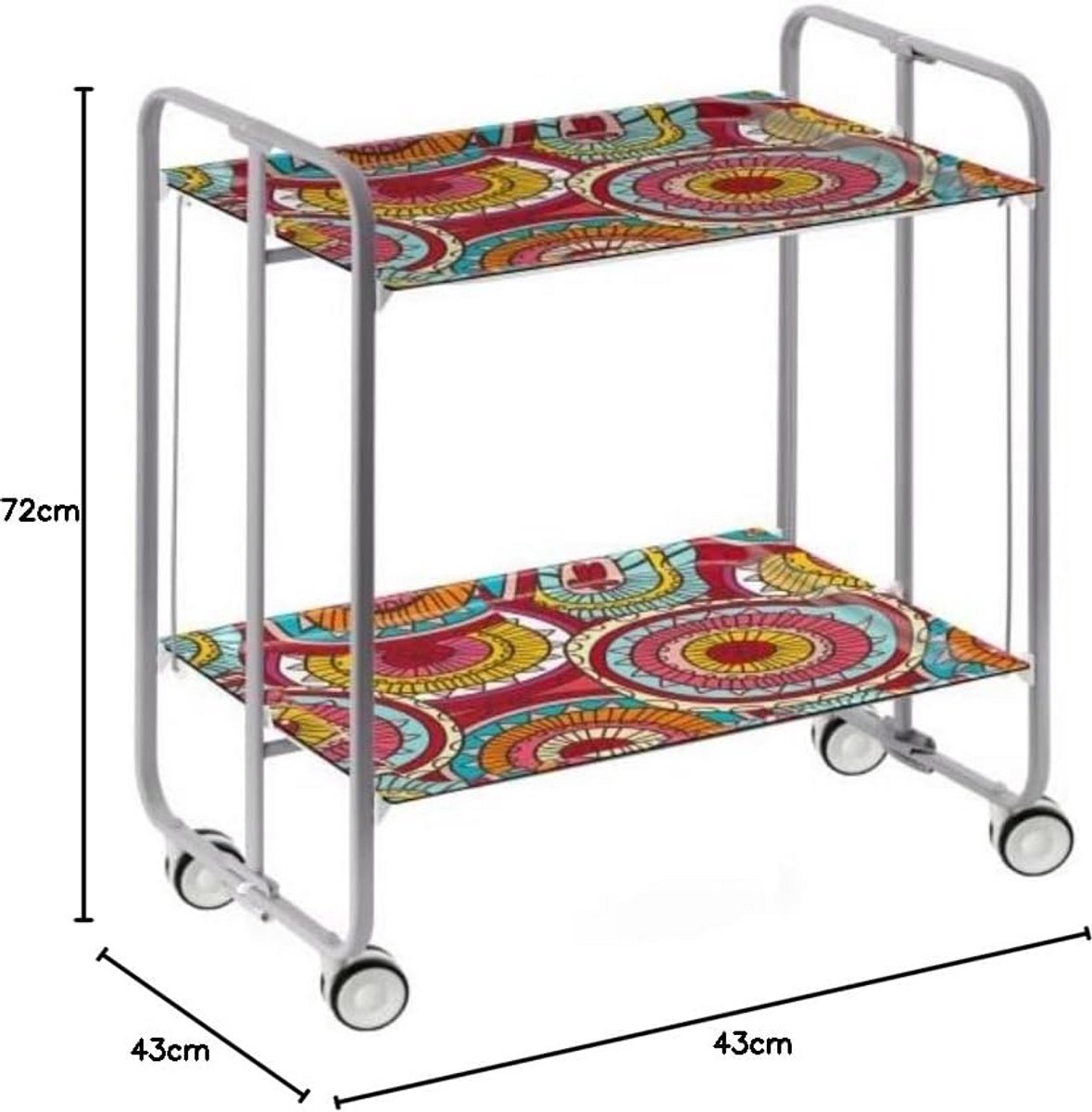 Opvouwbare Serveerwagen met 2 Etages - Trolley voor Keuken en Terras