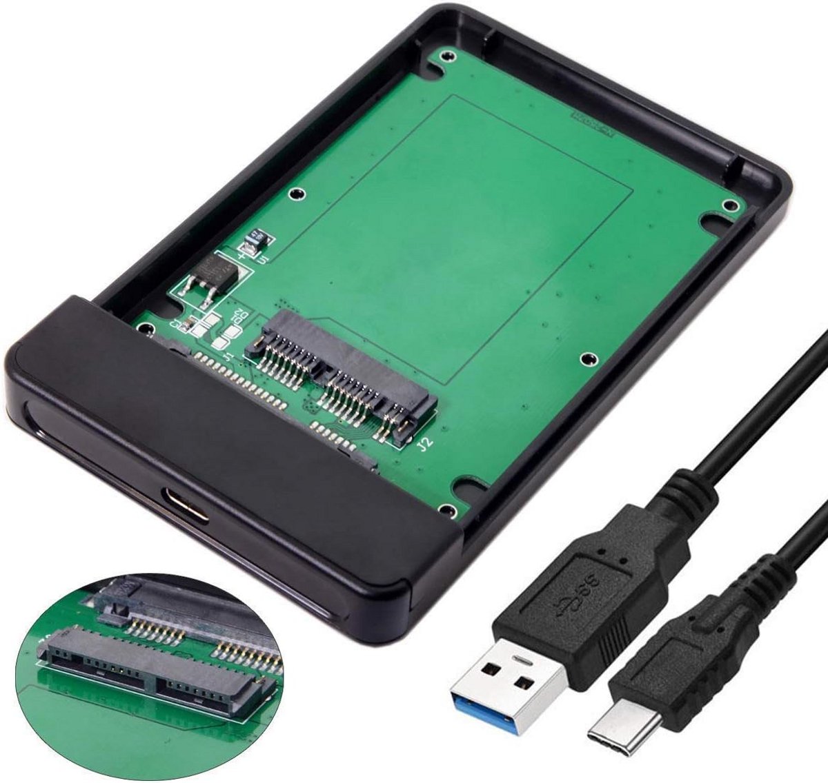 Externe Behuizing Micro SATA SSD naar USB-C 3.1 Adapter voor 1.8 inch Drives