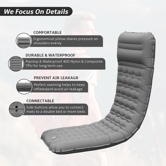 Comfortabele opblaasbare slaapmat 12 cm dik voor camping en backpacken van Quechua — afbeelding 3