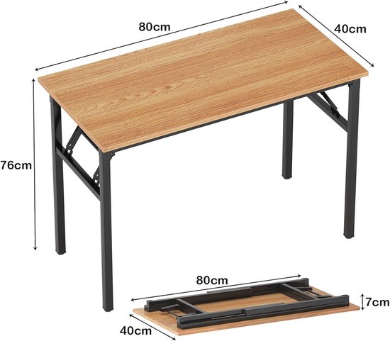 Inklapbaar Bureau 80 x 40 cm - Compacte Klaptafel voor Thuis, Kantoor, en Buiten — afbeelding 4