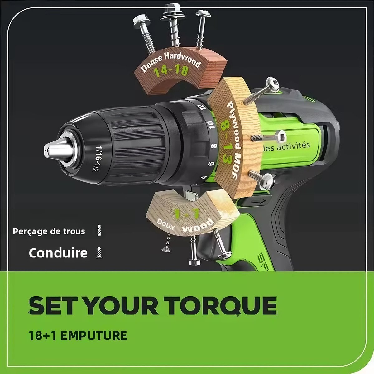 Greenworks Accu Schroefboormachine 24V - 220 Nm Max - Accuboormachines - incl.1/2-inch accuboormachine en 1/4-inch zeshoekige slagschroevendraaier - Incl. 2 Accu's – foto 3