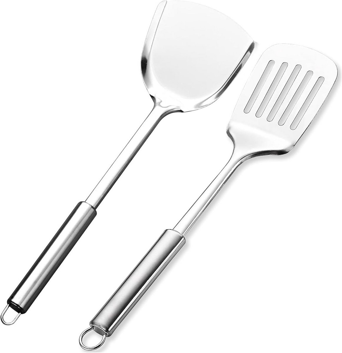 Set van 2 RVS Spatels - Metalen Keukengerei voor Koken en Bakken