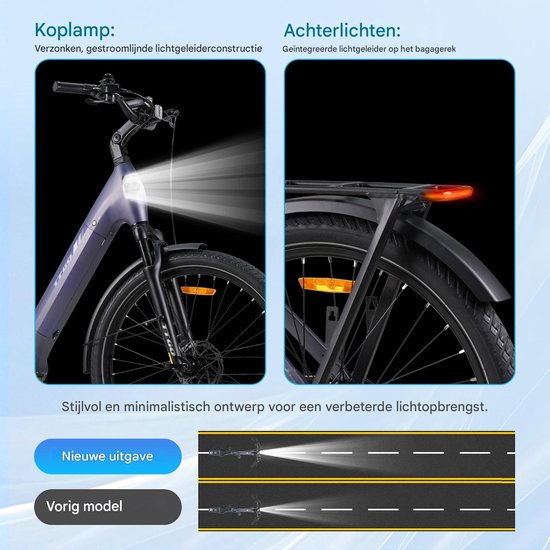 Elektrische fiets 27,5Inch - 20AH - LCD -75NM -9 Versnellingen -Aluminium design -Hydraulische schijfrem - Bereik tot 130km - Pedelec -E-MTB - voor dames en heren - Blauw van Merkloos — afbeelding 5