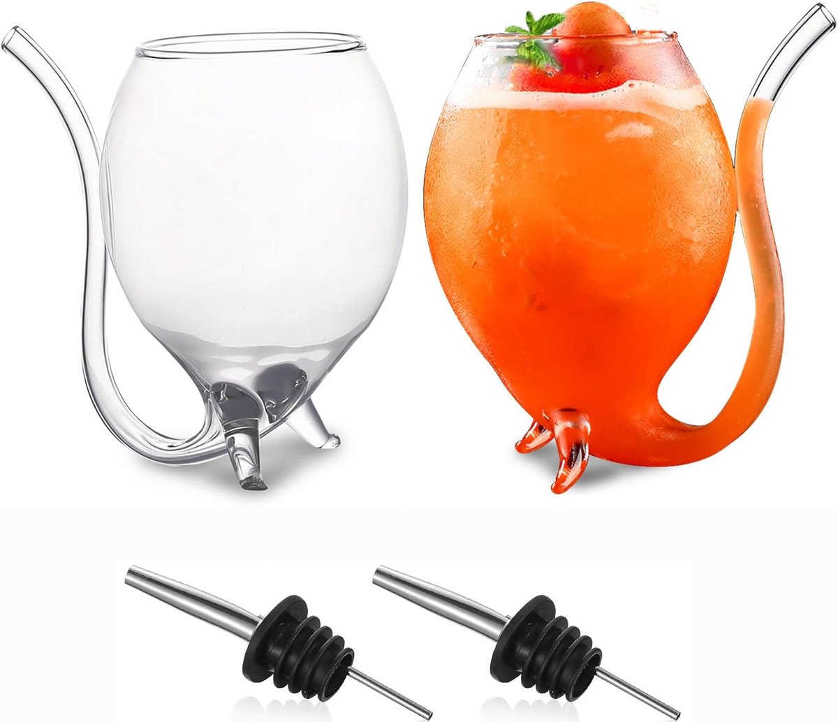 Creatieve Cocktailglazen Set van 2 – Vampier Wijnglazen 360ml voor Thuis, Bars en Feesten