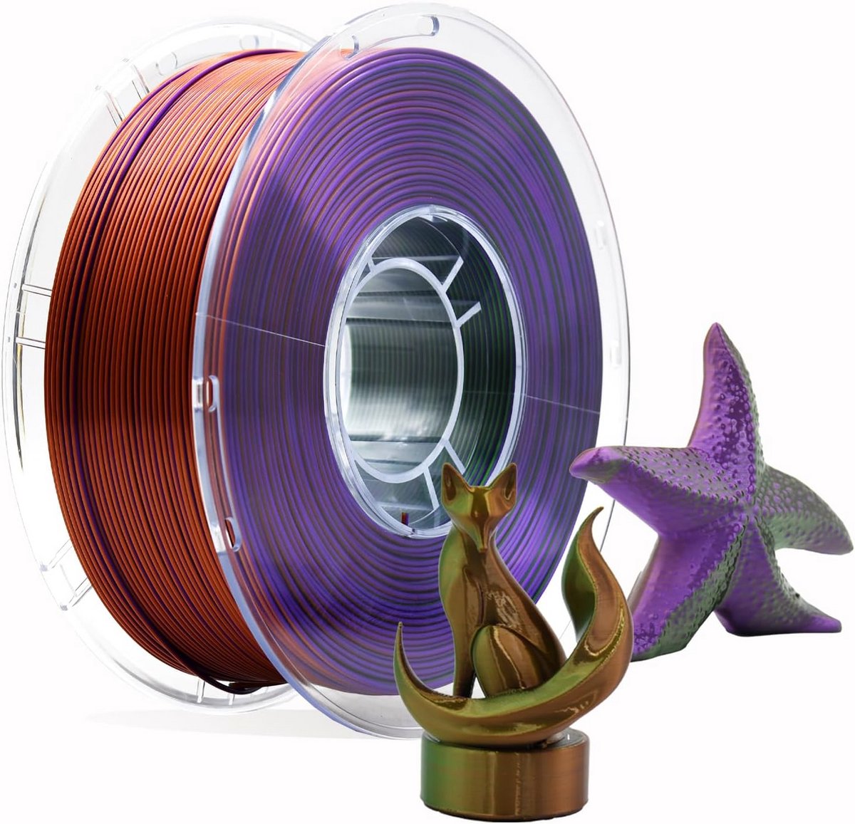 3D Printer Filament Zijde Fysica PLA Groen Paars Koper Meerkleurig 1.75mm 1kg