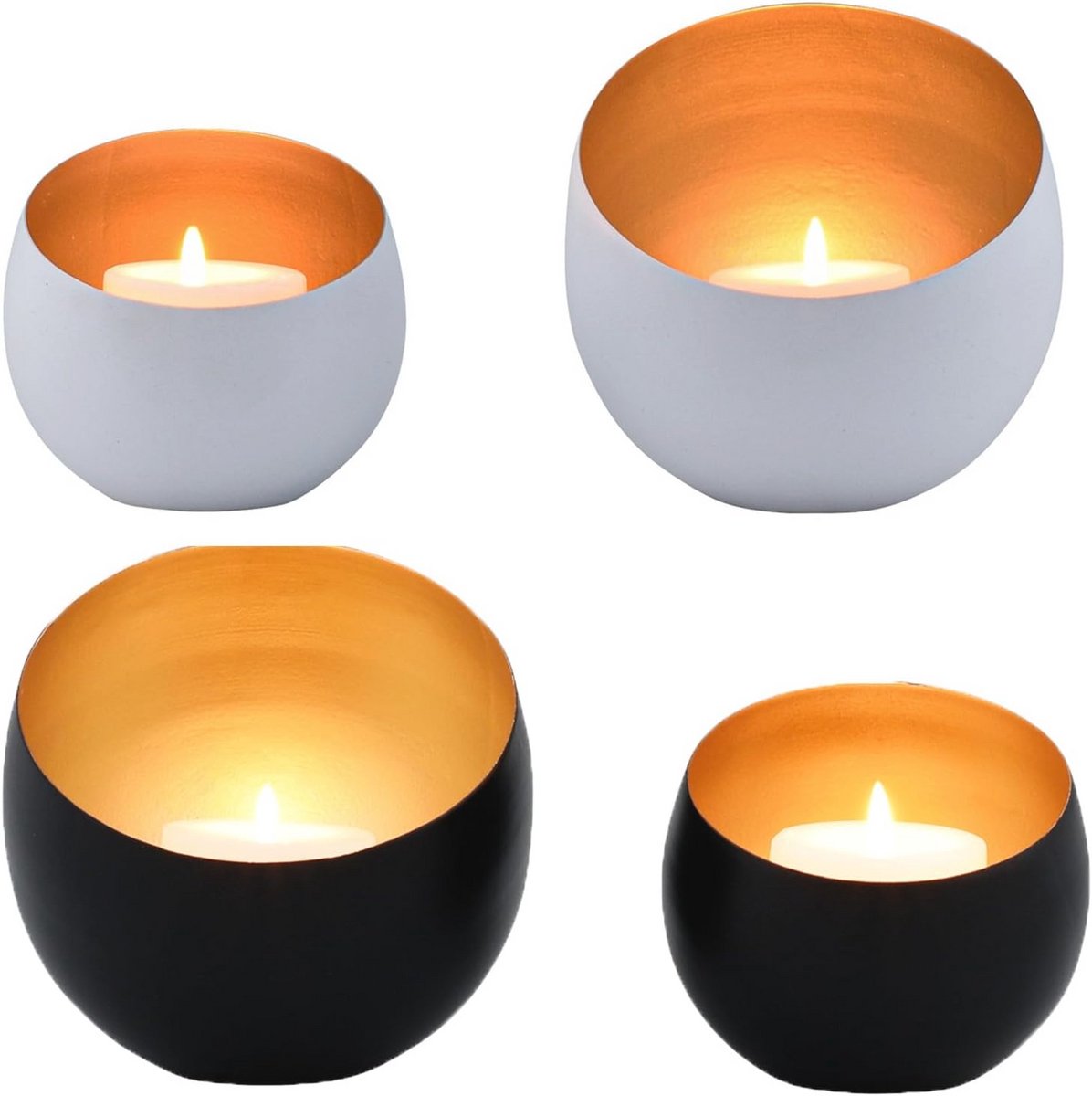 Decoratieve theelichthouders van metaal, 12 cm groot, zwart/goud, stijlvolle windlichten voor huis en tuin — cadeau in Wonen & Interieur - foto 2