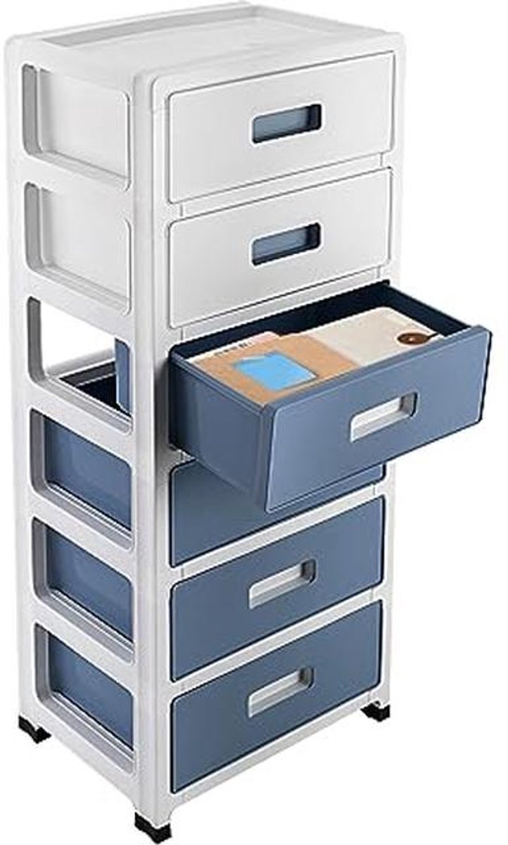 Ladekast met 6 Laden en Wielen - Multifunctionele Organizer voor Kleding en Kantoor