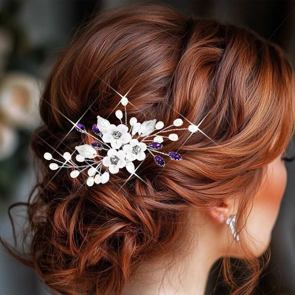 Elegante Zilveren Bruidshaarkam met Kristal en Parels voor Bruidskapsels
