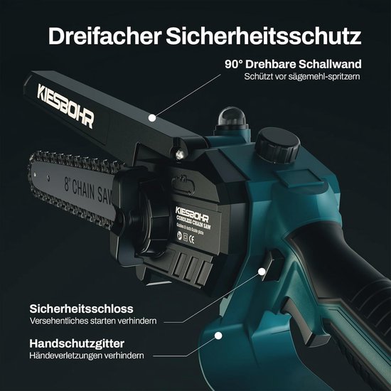 Accukettingzaag 8 inch - Mini-kettingzaag met kettingsmeersysteem en borstelloze elektromotor — afbeelding 2