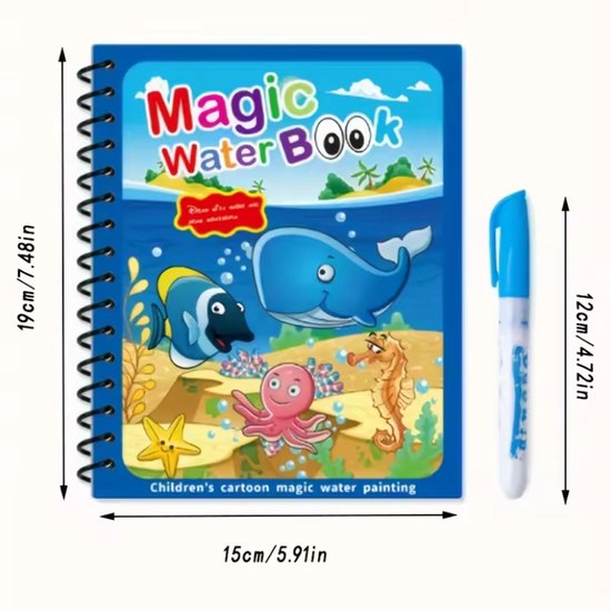 6-delige Magisch Waterverfboek Set – Herbruikbaar – Met 6 Penselen – 6 Thema's – Voor Kinderen 2-7 Jaar – Ideaal Voor Op Reis