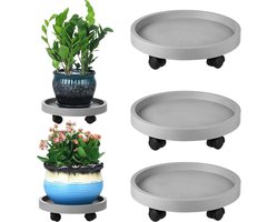 3-delige bloempotonderzetter - Bloempotonderstel op wielen - Verdikte bloempotonderzetter - Grote verrijdbare plantenbak - Geschikt voor binnen en buiten - Grijs