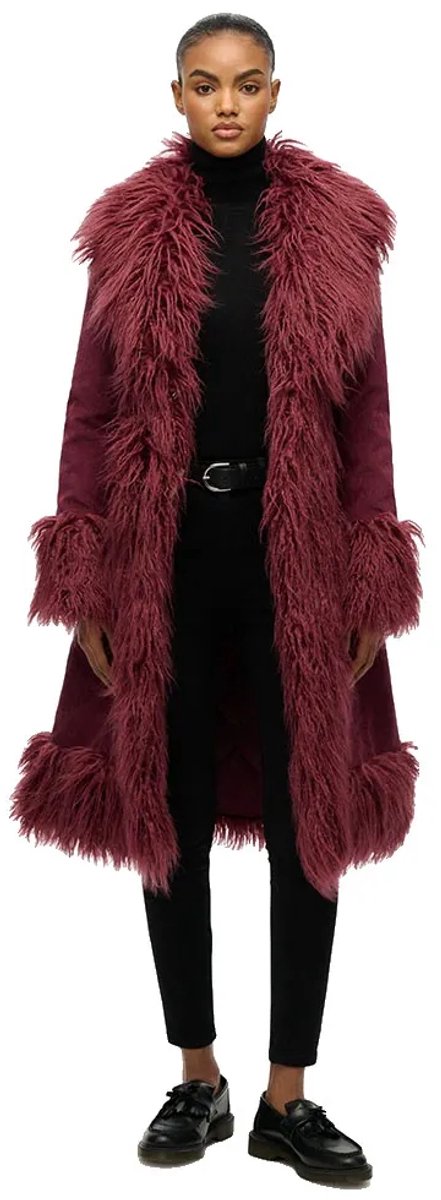 Superdry Long Afghan Jas M Vrouw Paars