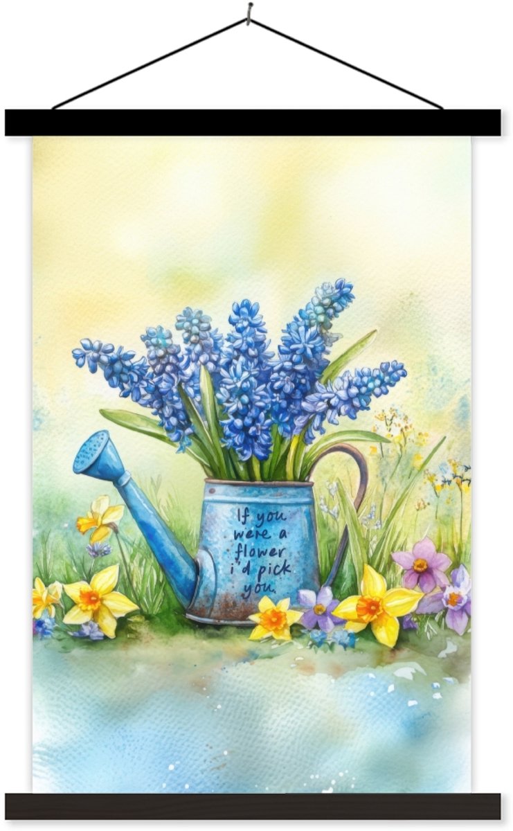 Posterhanger incl. Poster 40x60 cm - Schoolplaat - Lavendelbloemen - Quote - Gieter - Text