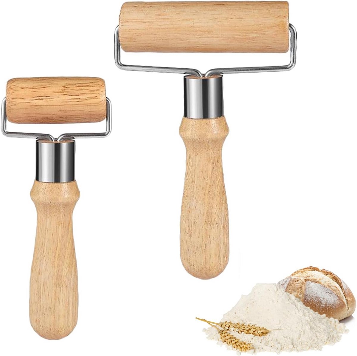 Deegroller set van 2 - Houten deegrollers voor deeg, pizza, desserts en knoedelhuiden
